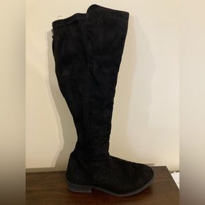Wide-Calf Knee High Suede Boots